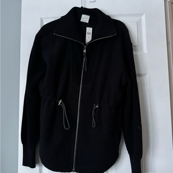 NWT new Anthropologie Varley Renea Fleece long Jacket in Black M super soft - Picture 6 of 8